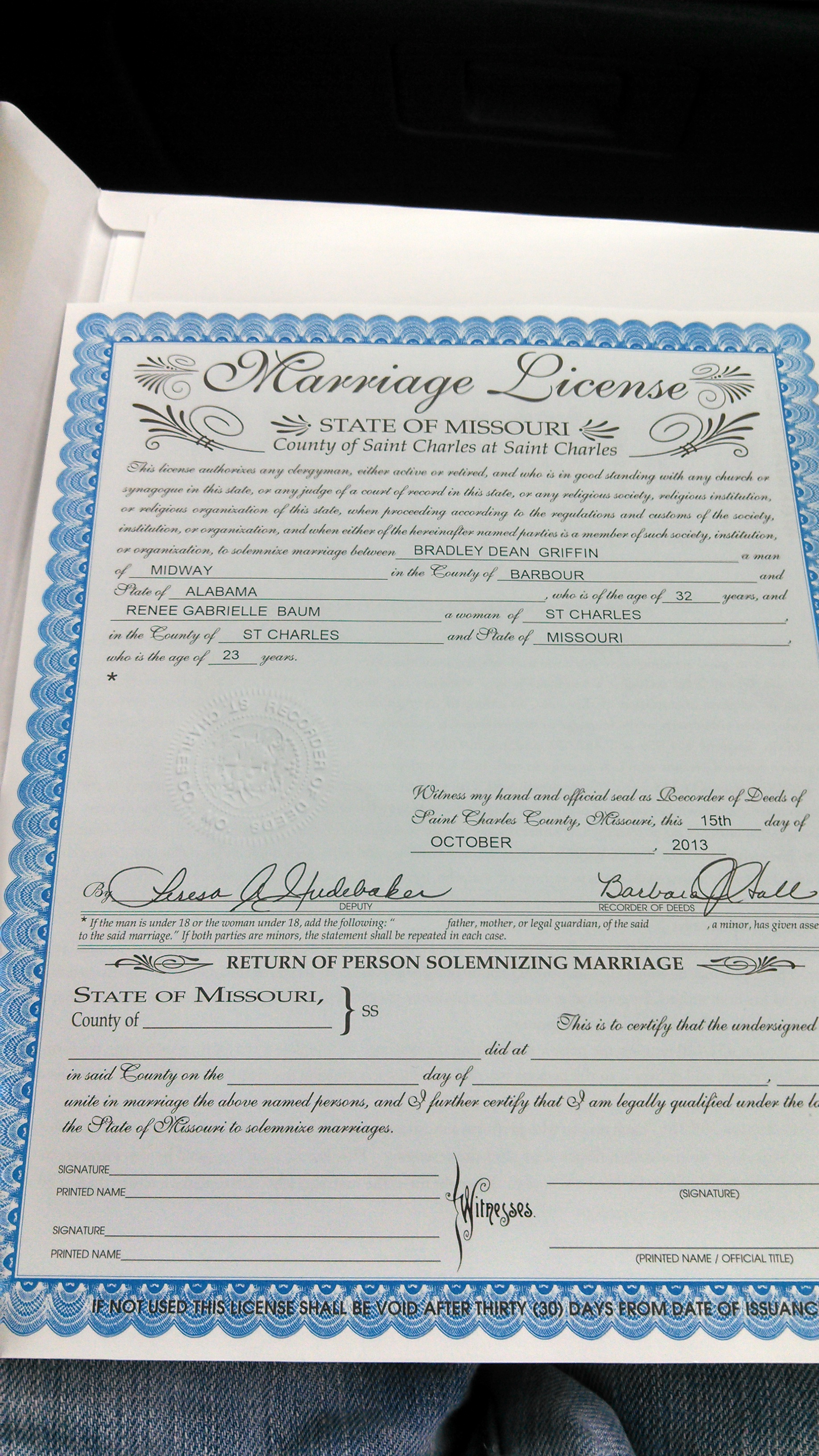 need copy of marriage license